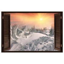 Ventanas 3d vinilos atardecer en montañas nevadas